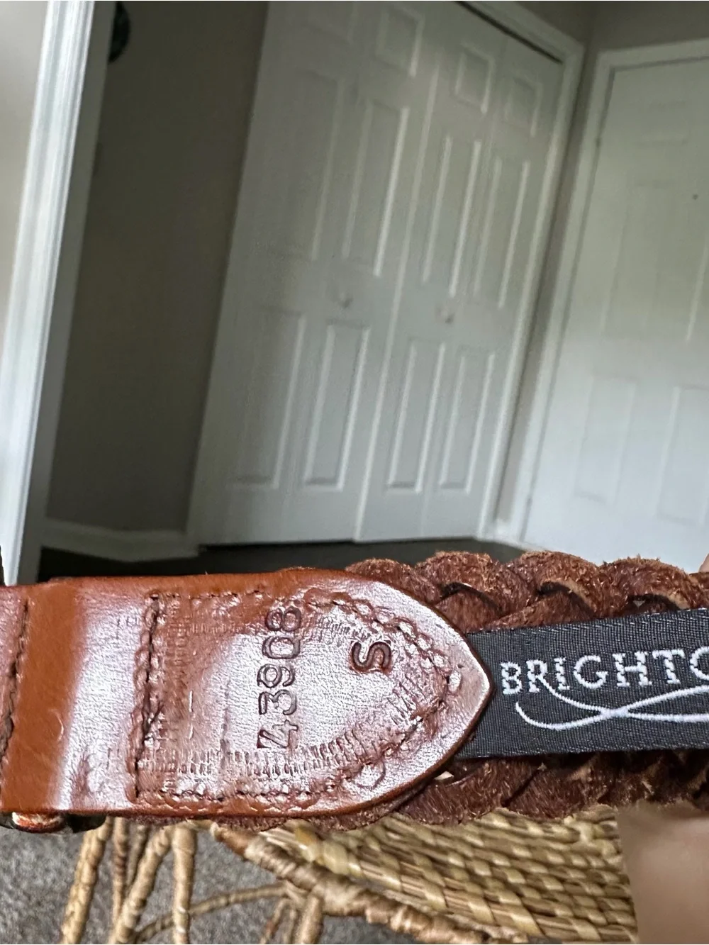 Brighton Braided Leather Belt with Heart Conchos in Chestnut Brown and Silver